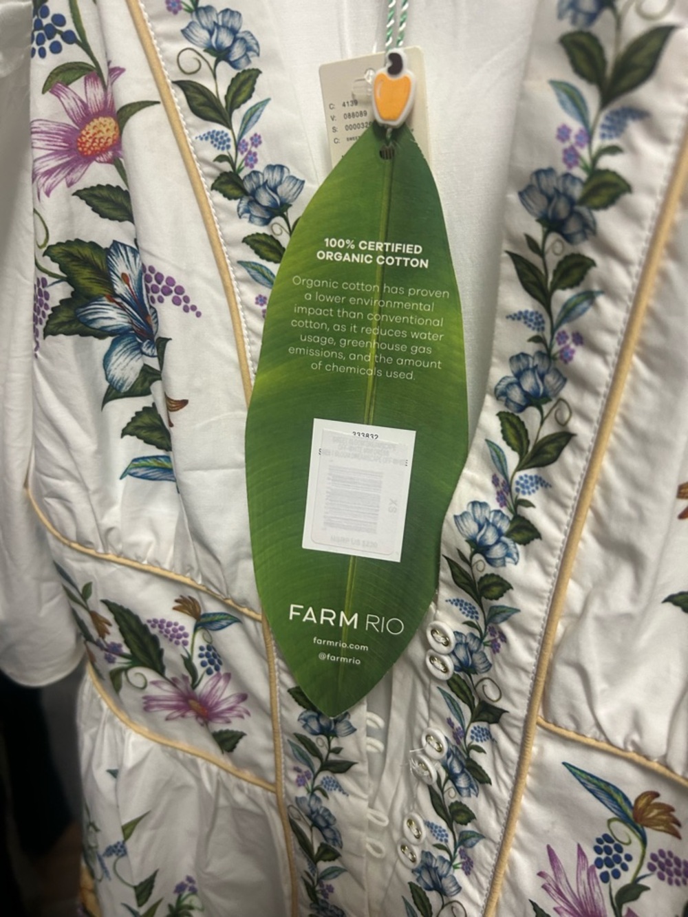 FARM Rio White Floral Embroidered Mini Dress with Yellow Piping - Picture 4 of 8